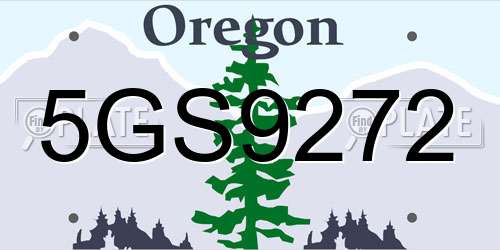 5GS9272 Oregon License Plate