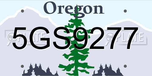 5GS9277 Oregon License Plate
