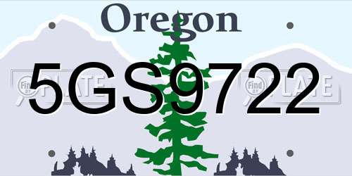 5GS9722 Oregon License Plate