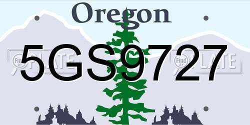 5GS9727 Oregon License Plate