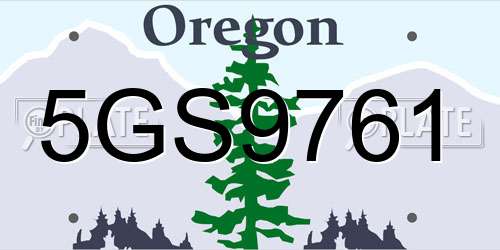 5GS9761 Oregon License Plate