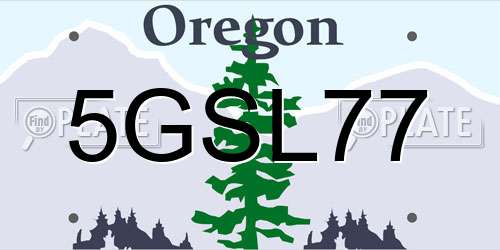 5GSL77 Oregon License Plate