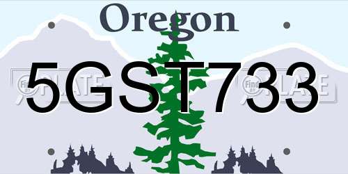 5GST733 Oregon License Plate