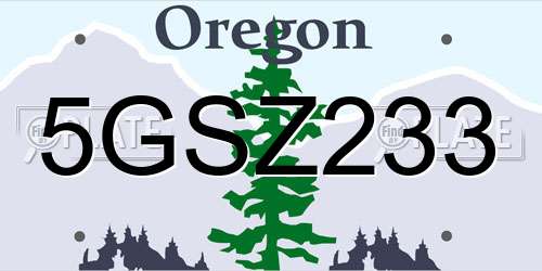 5GSZ233 Oregon License Plate