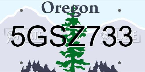 5GSZ733 Oregon License Plate