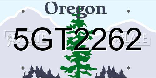 5GT2262 Oregon License Plate