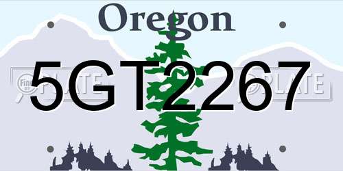 5GT2267 Oregon License Plate
