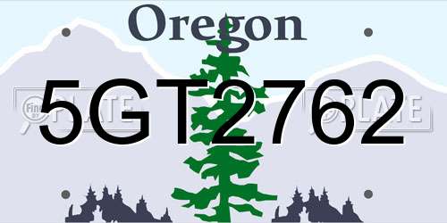 5GT2762 Oregon License Plate