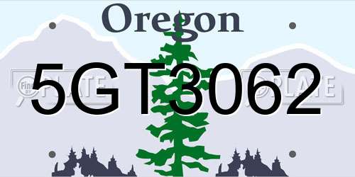 5GT3062 Oregon License Plate