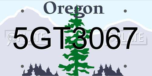 5GT3067 Oregon License Plate