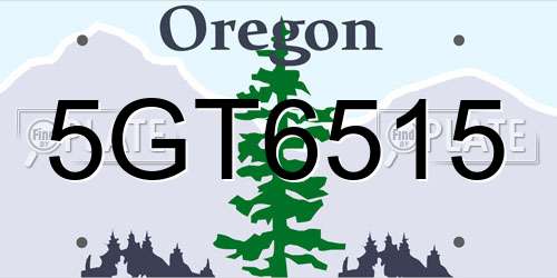 5GT6515 Oregon License Plate