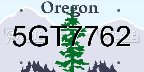 5GT7762 Oregon License Plate