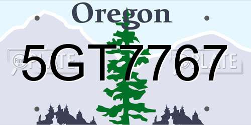 5GT7767 Oregon License Plate
