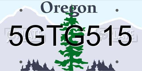 5GTG515 Oregon License Plate