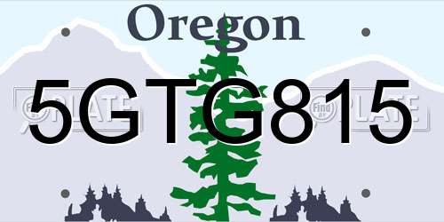 5GTG815 Oregon License Plate