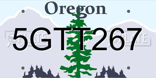 5GTT267 Oregon License Plate
