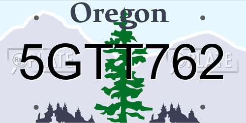 5GTT762 Oregon License Plate