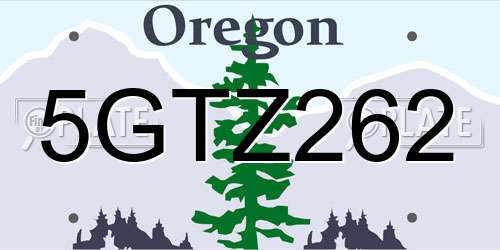 5GTZ262 Oregon License Plate