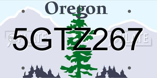 5GTZ267 Oregon License Plate