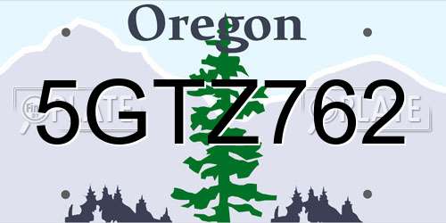 5GTZ762 Oregon License Plate