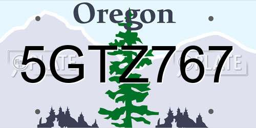 5GTZ767 Oregon License Plate