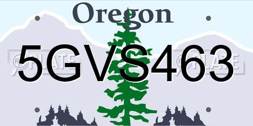 5GVS463 Oregon License Plate