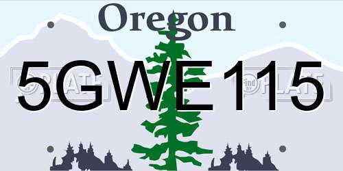 5GWE115 Oregon License Plate