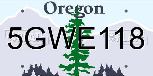 5GWE118 Oregon License Plate