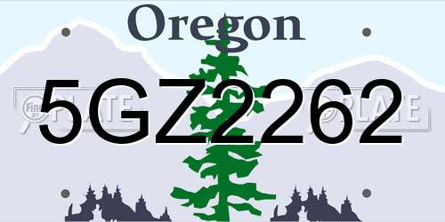 5GZ2262 Oregon License Plate
