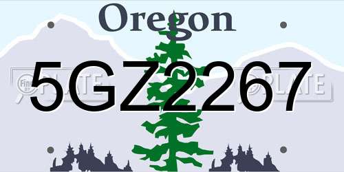 5GZ2267 Oregon License Plate