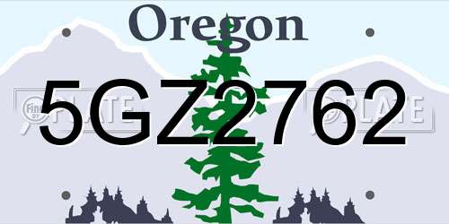 5GZ2762 Oregon License Plate