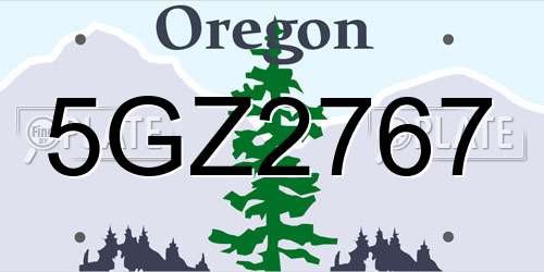 5GZ2767 Oregon License Plate