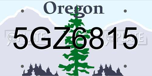 5GZ6815 Oregon License Plate