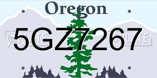 5GZ7267 Oregon License Plate