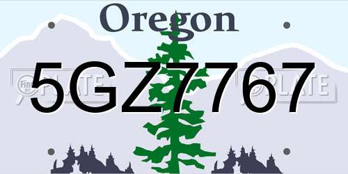 5GZ7767 Oregon License Plate