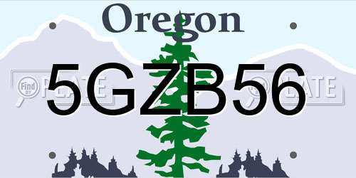 5GZB56 Oregon License Plate