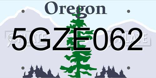 5GZE062 Oregon License Plate