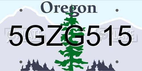 5GZG515 Oregon License Plate