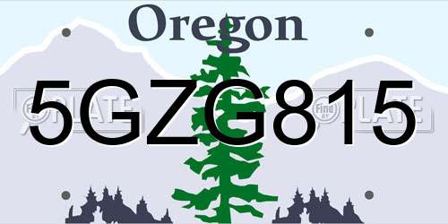 5GZG815 Oregon License Plate