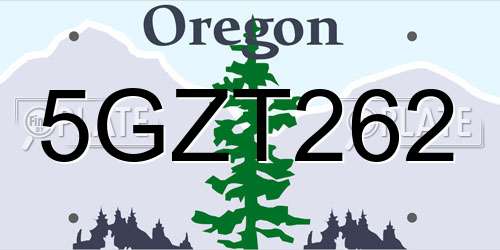 5GZT262 Oregon License Plate