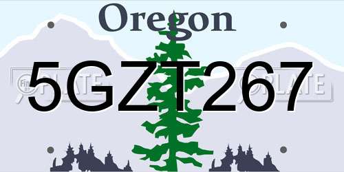 5GZT267 Oregon License Plate
