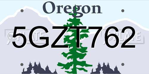 5GZT762 Oregon License Plate