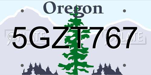 5GZT767 Oregon License Plate