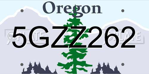 5GZZ262 Oregon License Plate