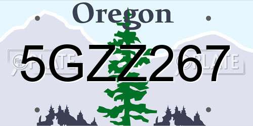5GZZ267 Oregon License Plate