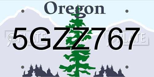 5GZZ767 Oregon License Plate