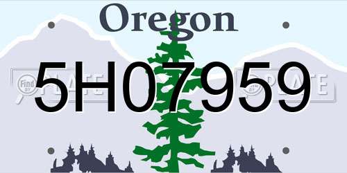 5H07959 Oregon License Plate