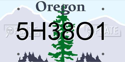 5H38O1 Oregon License Plate