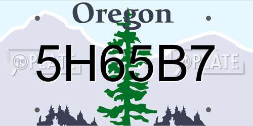 5H65B7 Oregon License Plate