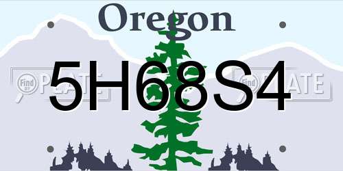 5H68S4 Oregon License Plate
